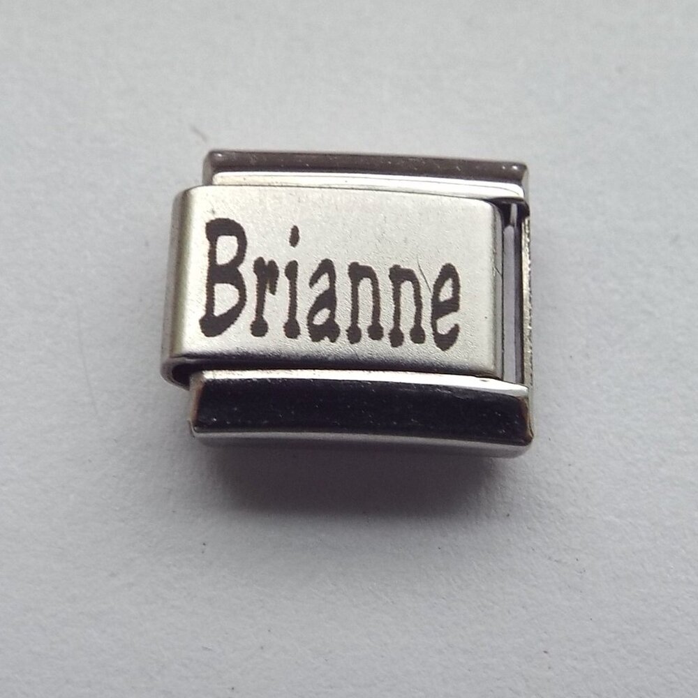 Name Brianne 9mm stainless steel italian charm bracelet link new